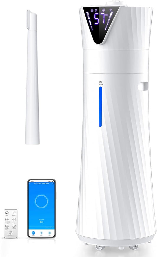 Skiennix 17L Ultrasonic Cool Mist Humidifier - Smart, Quiet Operation for Large Rooms | 2000ft² Coverage, 56H Runtime, 3 Mist Modes, White