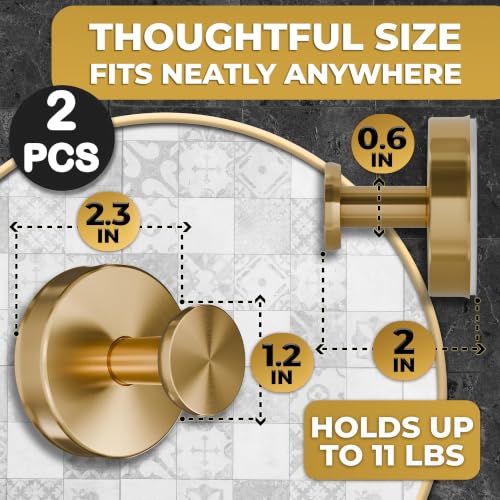 Gold Suction Cup Hooks for Shower or Kitchen - Holds 11 Lbs - 2 Pack - Variation of THIS listing