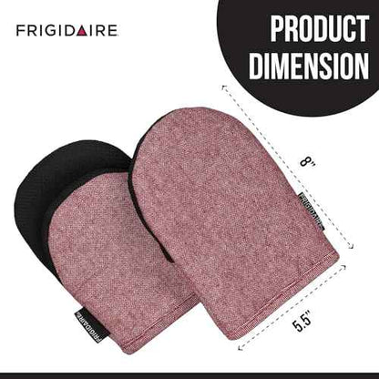 Frigidaire Sasha 2-Pack Cotton and Neoprene Mini Oven Mitts, Heat Resistant, Anti-Slip, Machine Washable, 5.25" x 8", Red, Set of 2