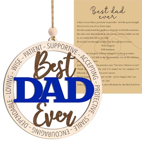 Best Dad Ever Ornament with Card - Unique Father's Day Gift for Dad, Stepdad, or Father Figures