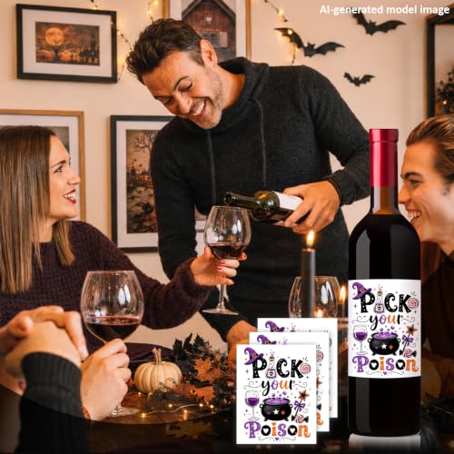 Pick Your Poison Halloween Wine Labels Witch Potion Bottle Stickers 10 Pcs