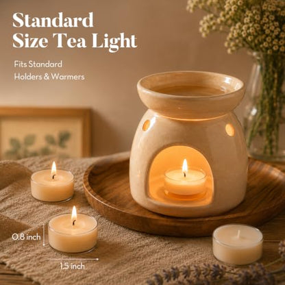 Ashlux 100 Pack Unscented Palm Wax Tea Light Candles - 6 Hour Burn Time
