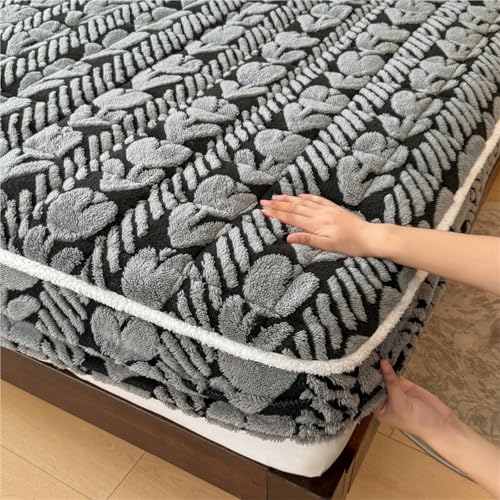 Velvet Fitted Sheet with Deep Pocket - Super Soft Warm Bed Cover for All Mattresses