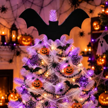 10 Inch Gothic Bat Christmas Tree Topper - Spooky Holiday Decor