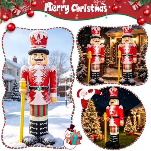 8FT Inflatable Christmas Nutcracker Decoration with LED Lights for Lawn Yard Holiday Festive