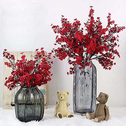 Artificial Baby's Breath Flowers - Red, 10 Pcs Silk Floral Decor for Christmas and Home