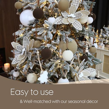 Sea Team 25-Pack Cream Flocked Velvet Christmas Ornaments 60mm - Holiday Decor