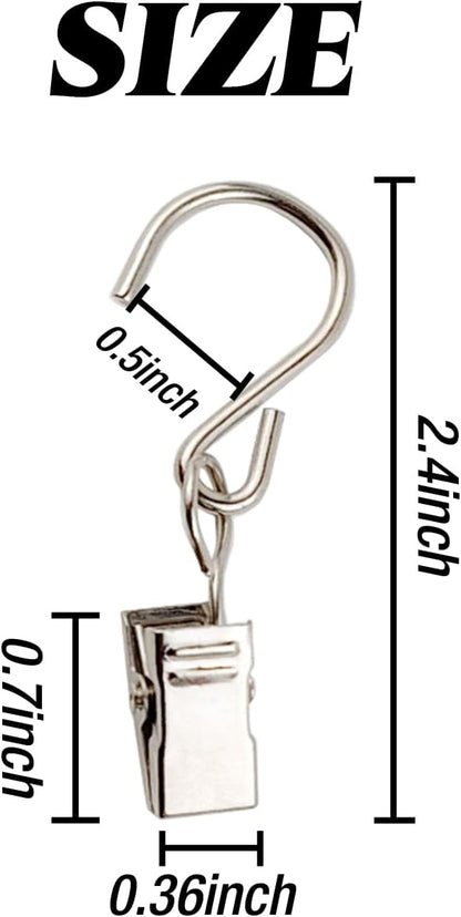 RONYOUNG Stainless Steel S Hooks - 50PCS Durable Curtain Clips for Hanging Lights & Decorations | 2.4 Inch Silver