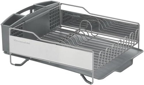 KitchenAid Large Capacity Dish Rack - Rust Resistant with Angled Drain Board & Removable Caddy | Light Grey