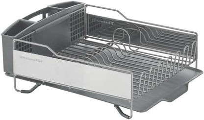 KitchenAid Large Capacity Dish Rack - Rust Resistant with Angled Drain Board & Removable Caddy | Light Grey