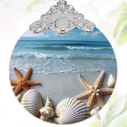 3-Inch Stained Glass Christmas Ornament - Starfish and Seashells Heirloom Keepsake
