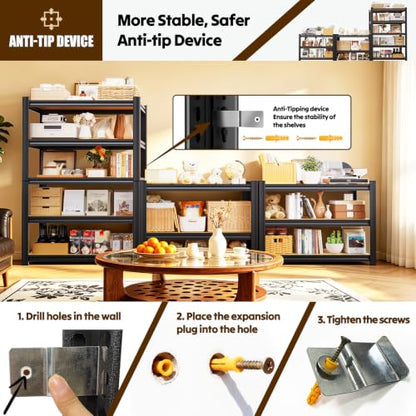 Adjustable 5-Tier Garage Storage Shelves - 32x14x71 Inches, Wide Shelving Unit