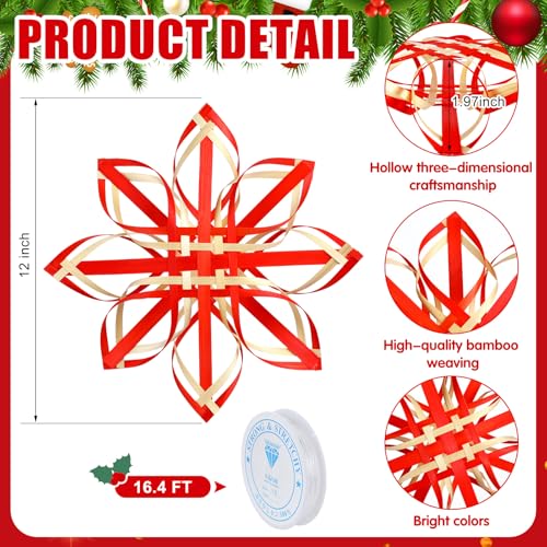 12-Inch Scandinavian Bamboo Christmas Tree Topper Snowflake Star Decoration