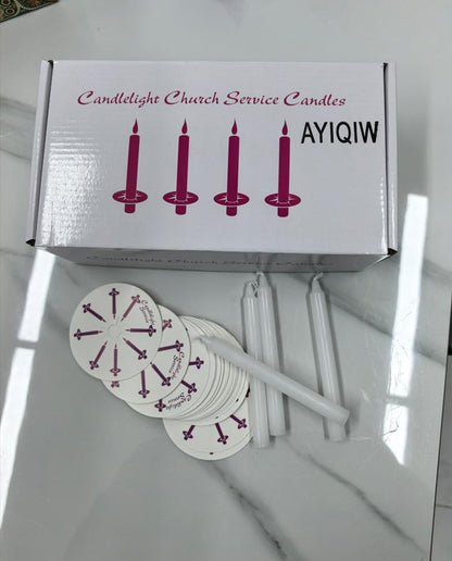 Skiennix 100 Pcs Church Candles - Unscented White Drip Protectors for Vigil Services | 5" H X 1/2" D