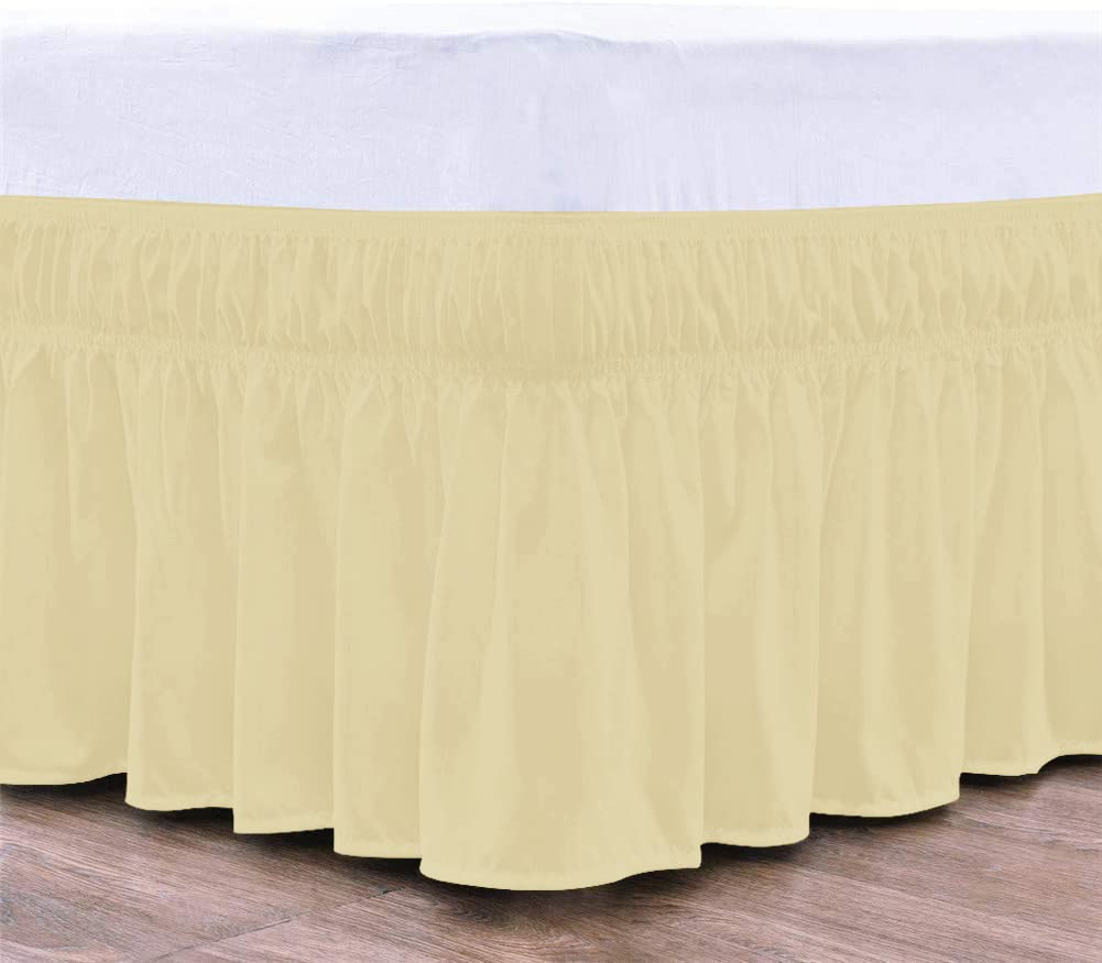 Wrap Around Bed Skirt, Luxurious 100% Egyptian Cotton 800 Thread Count 1 Pcs Bed Skirt, 18" Inch Drop - Twin Size (39" X 75") Inch, Ivory Solid