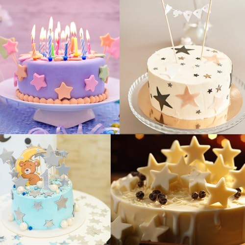 Star Shaped Mini Embossing Molds - 2 Set Plastic Cookie Cutters for Cake Decorating