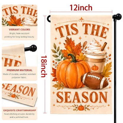 Fall Garden Flag Tis the Season Thanksgiving Decor Orange Brown