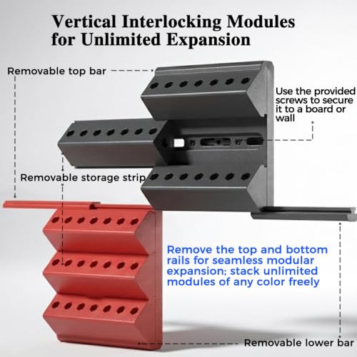 Red 1/4" Hex Bit Organizer - Modular Interlocking Drill Bit Holder