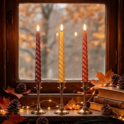 Wondise Fall Flameless Taper Candles with Remote - Autumn Decor, Battery Operated