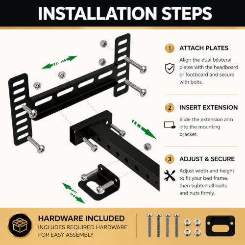 Adjustable Metal Bed Frame Headboard & Footboard Bracket Kit - Rust-Resistant Steel