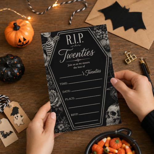 Gothic Death to My 20s Party Invite Coffin Variation - 25 Invitations & Envelopes