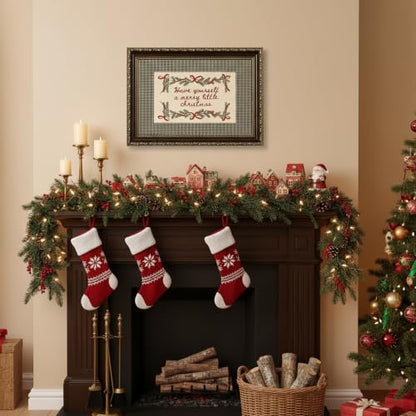 Christmas Canvas Wall Art 16x24in - Have Yourself A Merry Little Christmas Quote, Rustic Farmhouse Decor