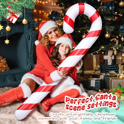 Inflatable Christmas Candy Canes Decoration 5.5 Ft - Red, Set of 4