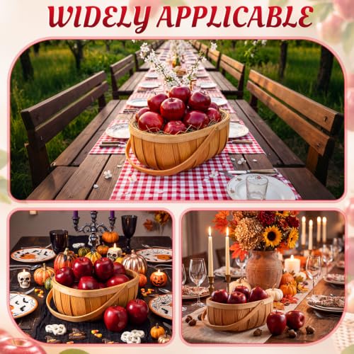 Fake Red Apples with Bamboo Basket - Fall Farmhouse Decor Set of 12