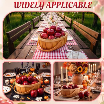 Fake Red Apples with Bamboo Basket - Fall Farmhouse Decor Set of 12