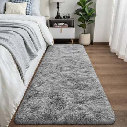 Grey Deerhoo 2x6 Runner Rug for Hallways and Bedroom - Soft Plush Fuzzy