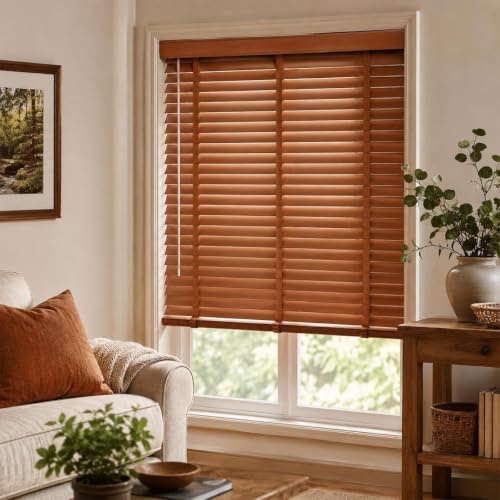 Dark Brown 2-Inch Wooden Blinds - Custom Real Wood Window Shades