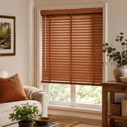 Dark Brown 2-Inch Wooden Blinds - Custom Real Wood Window Shades