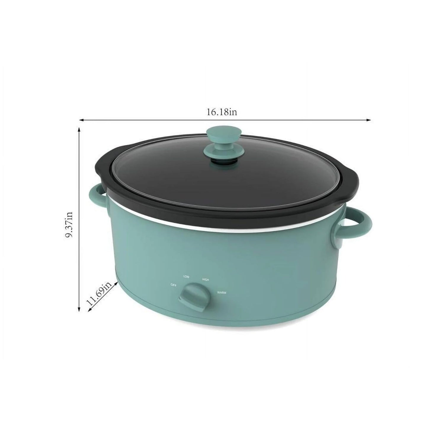 Mainsttays 6 Quart Oval Slow Cooker, Sage Green Finish, Glass Lid, Removable Stoneware Crock, Three Temperature Settings, Cool-Touch Lid Handle, Dishwasher Safe Parts, Model MS54100112168S