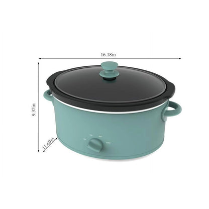 Mainsttays 6 Quart Oval Slow Cooker, Sage Green Finish, Glass Lid, Removable Stoneware Crock, Three Temperature Settings, Cool-Touch Lid Handle, Dishwasher Safe Parts, Model MS54100112168S
