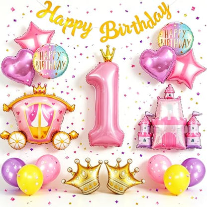 Princess Birthday Balloon Kit for 1-7 Years Old Party Decorations