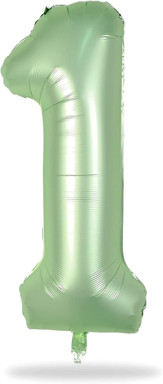 Sage Green 40-Inch Giant Helium Foil Balloons | Self-Inflating Number 0-9 for Birthday & Party Decor