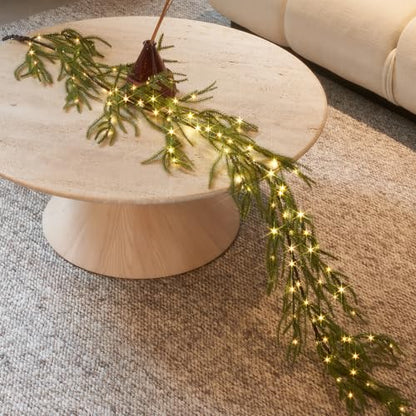 6FT Lighted Norfolk Pine Garland with Timer Battery & USB - Christmas Decor