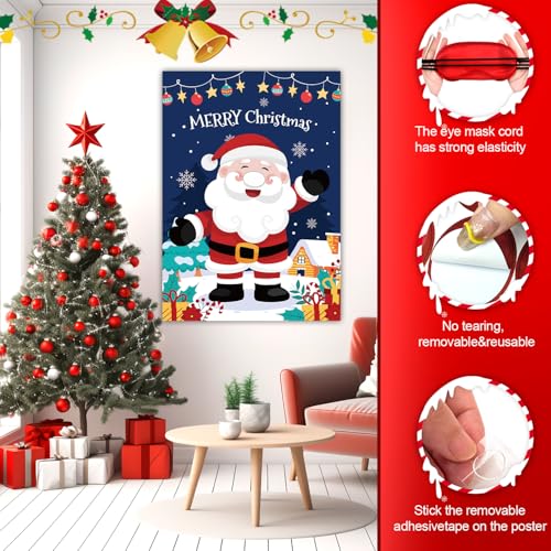 Christmas Pin the Nose on Santa Game Set with Poster and Blindfold