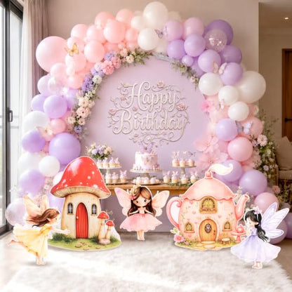 Fairy Cardboard Cutouts for Birthday Party Decorations - 5 Pieces Large Fairy Set