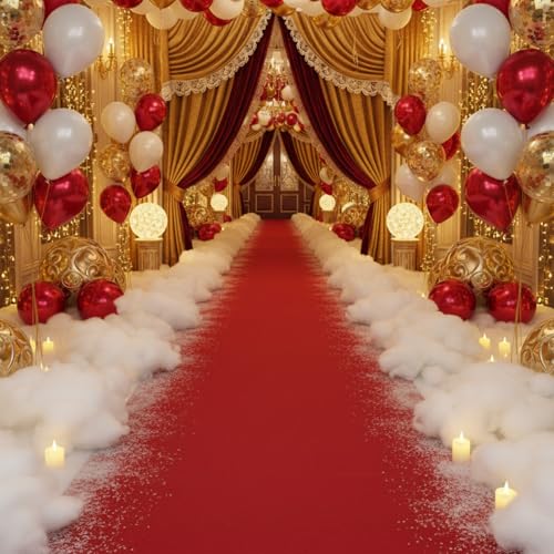 Boao Red Carpet Runner for Weddings and Events, 65 ft Long, Fake Snow Decor