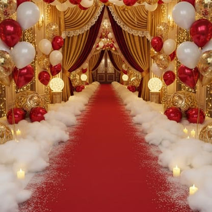 Boao Red Carpet Runner for Weddings and Events, 65 ft Long, Fake Snow Decor