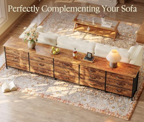 Large Rustic Brown 94.5 Inch Extra Long Dresser for Bedroom Storage