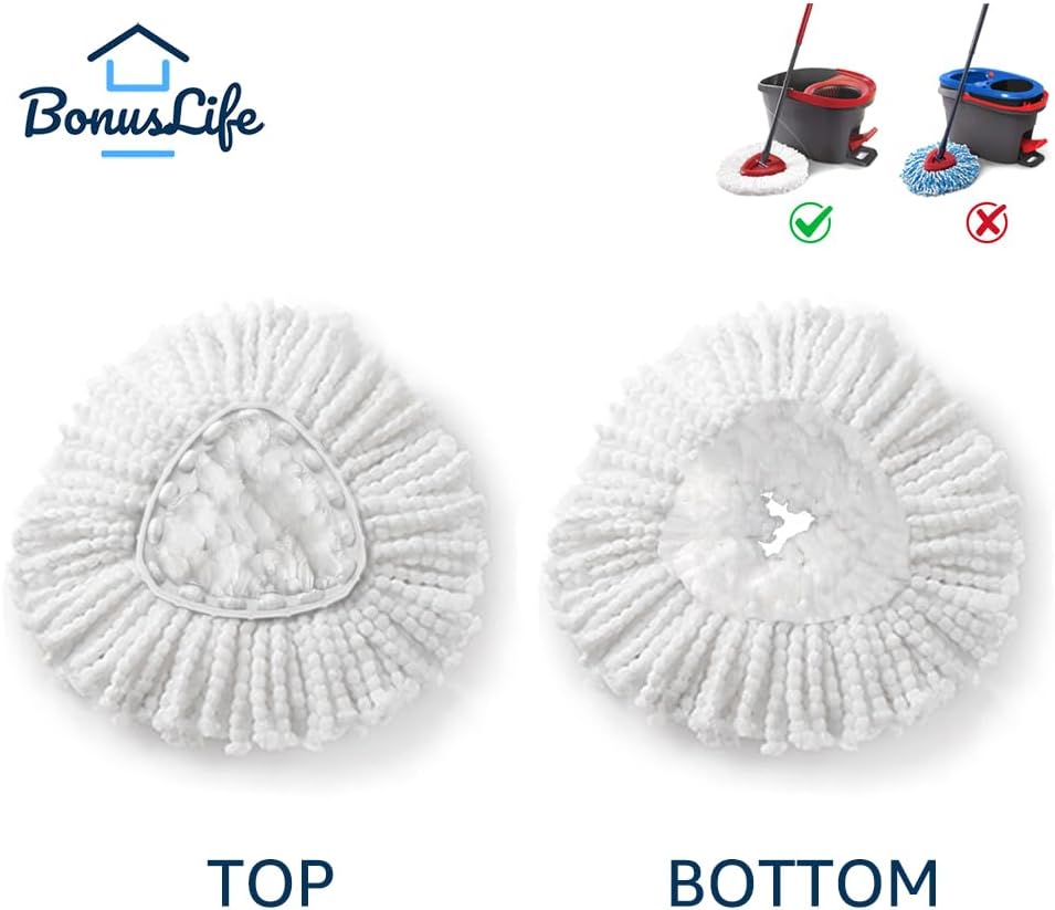 O-Cedar Microfiber Mop Head Replacements - Easy Cleaning Refills | 6 Pack, White