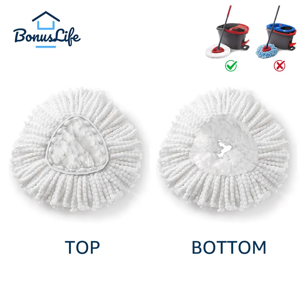 Mop Heads Replacements for O-Ceda Easy Wrin Spin System, Microfiber Refills, Easy Cleaning Mop Head Replacement White 6 Pack