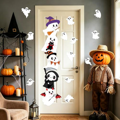 17Pcs Halloween Ghost Decorations Set for Door Wall & Window Decor