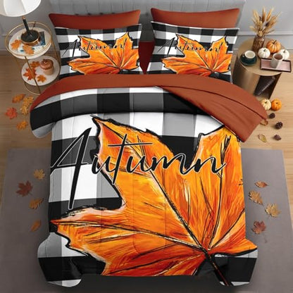 Fall Comforter Set with Sheets - 7 Piece Farmhouse Bedding Set
