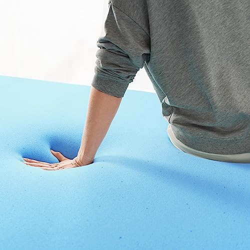 ZINUS 2 Inch Green Tea Memory Mattress Topper Cooling Gel Foam, CertiPUR-US Certified, Full, Blue