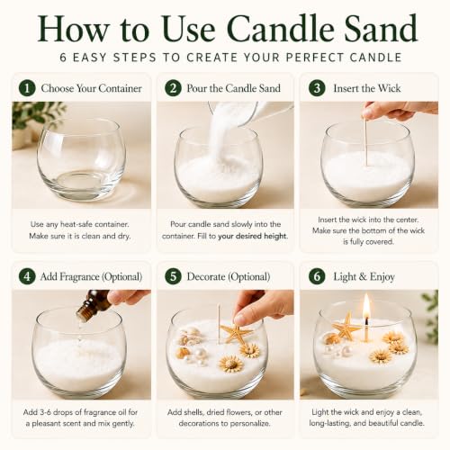 White Pearled Candle Sand Wax Kit with 100 Wicks - 10lb Refillable DIY Candle Making