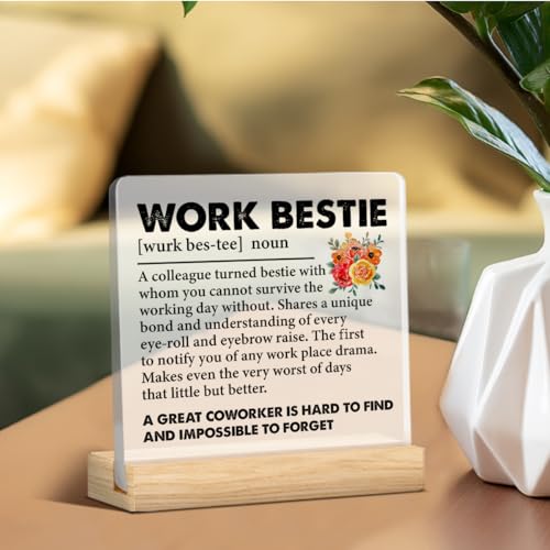 Work Bestie Gifts for Women D12 - Funny Office Desk Sign Keepsake Acrylic