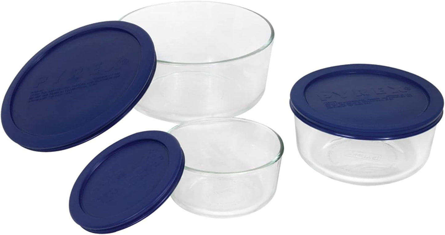 Pyrex Simply Store Glass Food Storage Containers Set - 3-Pack Meal Prep with BPA-Free Lids | Dishwasher & Microwave Safe (2, 4 & 7 Cup)